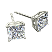 Boucles d'oreilles diamants naturels princesses 6.00 carats or blanc Eleonora